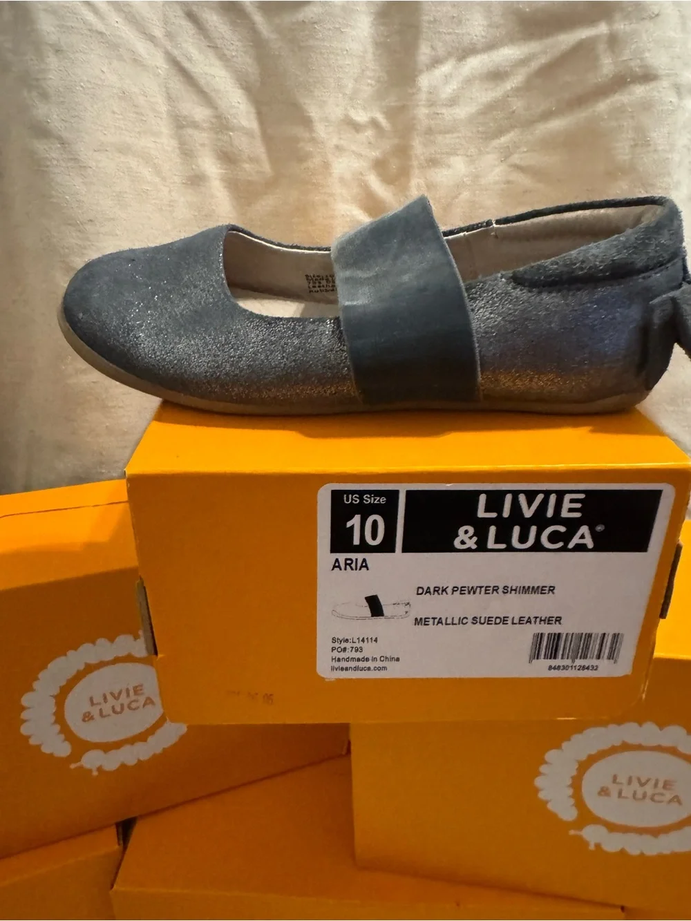 Livie & Luca Aria Ballet Flats - Dark Pewter Shimmer (Size 10) EUC With Box